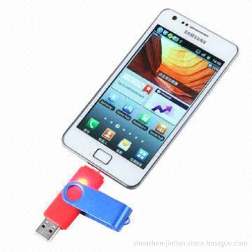 Double Ports Swivel USB Pen Drive, 4-32GB Flash Memory Capacity/with OTG Function/Patented Product